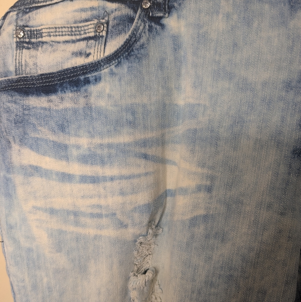 # 8 - twenty-one black Jeans Stylish Distressed Blue Jeans With Bling Buttons - Picture 7 of 10